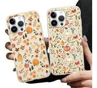 Genérico Aoldimu 2 Pack Fall Pumpkin Leaves Phone Case, Aesthetic Autumn Pine Cones Pattern Cover for Women Girls, Soft TPU Protective Shockproof Cases for iPhone 13/14/15/16 Pro MAX (16,E)