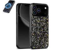 Genérico Apexcarbon Forged Carbon Fiber Phone Case for iPhone 17 Pro MAX, All-Inclusive Magnetic Wireless Charging, Ultra-Slim, Caseless Touch Feeling, Shockproof, Anti-Fall Protective (Gold,17pro)