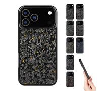 Genérico Apexcarbon Forged Carbon Fiber Phone Case for Phone 17 Pro MAX, Magnetic All-Inclusive Protective Anti-Fall Case,Wireless Charging (Gold,17)