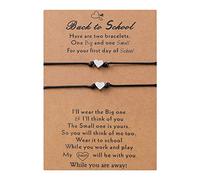 Genérico apilable natural anillos niña pulsera conjunto 2 día regreso a la escuela pulseras mamá y yo pulseras madre hija chicos mamá pulsera anchura pulsera (A, una tamaño)