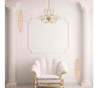 Genérico Apliques de Madera Tallada Natural sin Pintar 4 Piezas 32X8 CM Decoración Floral para Puertas y Muebles Molduras Decorativas Elegantes para Armarios y Artesanías de Madera