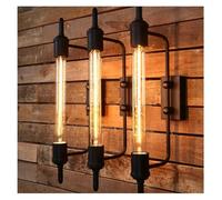 Genérico Apliques de pared, Apliques de pared metal con tubo vapor negro V-intage, accesorios, lámparas for barra, 1 bombilla Retro gratis