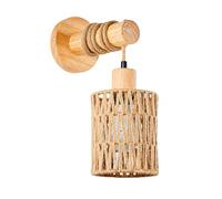 Genérico Apliques de Pared de Mimbre Natural, Lámpara Decorativa Boho con Soporte de Madera para Dormitorio, Salón y Pasillo (1, Modelo de cuerda de cáñamo)