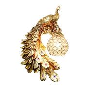Genérico Apliques de pared, Lámpara de pared pavo, Arte resina estético Retro creativo, restaurante, pasillo, dormitorio, mesita noche, lámpara europea, personalidad preciosa(Gold left)