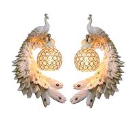 Genérico Apliques de pared, Lámpara de pared pavo, Arte resina estético Retro creativo, restaurante, pasillo, dormitorio, mesita noche, lámpara europea, personalidad preciosa(White twins)