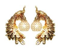 Genérico Apliques de pared, Lámpara de pared pavo, Arte resina estético Retro creativo, restaurante, pasillo, dormitorio, mesita noche, lámpara europea, personalidad preciosa(Gold twins)