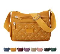 Genérico Apparent Crossbody Bag, Large Capacity Waterproof Nylon Shoulder Messenger Bag, Soft with Multi Pocket for Women (Orange)