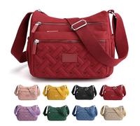 Genérico Apparent Crossbody Bag, Large Capacity Waterproof Nylon Shoulder Messenger Bag, Versatile, Suitable for Everyday Use (Burgundy)