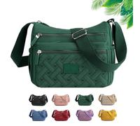 Genérico Apparent Crossbody Bag, Large Capacity Waterproof Nylon Shoulder Messenger Bag, with Multi Compartments (Green)