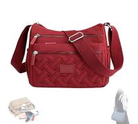 Genérico Apparent Crossbody Bag, Nylon Shoulder Messenger Bag, Multi Pocket Crossbody Bags, Waterproof (Wine Red)