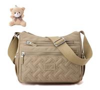 Genérico Apparent Crossbody Bag,Nylon Shoulder Messenger Bag,Women's Waterproof Crossbody,with Multi Compartments (khaki)