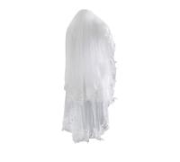 Genérico Appliqued Fingertip Wedding Veil 2 Layers Handmade Embroidered Bride Veil with Comb Bridal Headwear