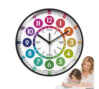 Genérico Aprenda a Contar Time Clock - Reloj de enseñanza educativa de 10 Pulgadas, Herramienta de Aprendizaje de niños analógicos silenciosos | Colorido Números de Reloj de Lectura fácil de Lectura,