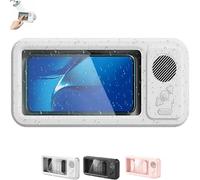 Genérico Aqua Play Phone Holder with Speaker, 100% Waterproof & Fog-Proof, 360° Rotatable and Retractable Design, 60° Fixed Opening Angle, Fits Phones Up to 6.8 Inch (White)