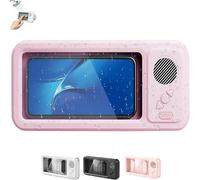 Genérico Aqua Play Phone Holder with Speaker, 100% Waterproof & Fog-Proof, 360° Rotatable and Retractable Design, 60° Fixed Opening Angle, Fits Phones Up to 6.8 Inch (Pink)