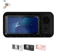 Genérico Aqua Play Phone Holder with Speaker, 100% Waterproof & Fog-Proof, 360° Rotatable and Retractable Design, 60° Fixed Opening Angle, Fits Phones Up to 6.8 Inch (Black)