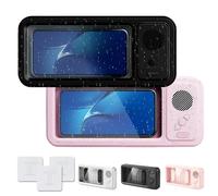 Genérico Aqua Play - Waterproof Phone Holder, Shower Phone Holder with Speaker, Waterproof & Fog-Proof, 60° Fixed Opening Angle for Pick-Up and Placement (Pink+Black)