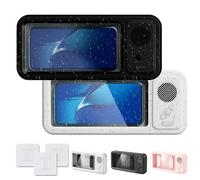 Genérico Aqua Play - Waterproof Phone Holder, Shower Phone Holder with Speaker, Waterproof & Fog-Proof, 60° Fixed Opening Angle for Pick-Up and Placement (White+Black)