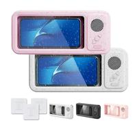 Genérico Aqua Play - Waterproof Phone Holder, Shower Phone Holder with Speaker, Waterproof & Fog-Proof, 60° Fixed Opening Angle for Pick-Up and Placement (White+Pink)