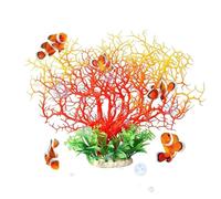 Genérico Aquarium Plants, Realistic Artificial Coral Fish Tank Decor, Soft Silicone Aquatic Plant Set, 38x6.5x28cm Fade Resistant Aquarium Ornament For Saltwater Freshwater Home Office Dorm Hotel Use