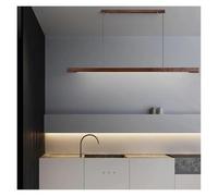 Genérico Araña moderna, Luces colgantes simples modernas, lámpara colgante lineal larga de madera, luz LED mesa, iluminación for isla cocina, comedor, sala estar y oficina(Pine d,WHITE_120CM 18W)