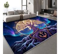 Genérico Árbol Abstracto Alfombra Runas Magia Universo 120x160 cm salón Comedor Dormitorio Pasillo Suelo Grande Suave Antideslizante fácil Cuidado Cocina Alfombra de área de Pelo Grueso