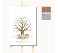 Genérico Árbol de Huellas Personalizado Gender Reveal A3 - Lámina Recuerdo para Baby Shower y Revelación de Género - Decoración Original y Emotiva para Invitados (Dorado y Plateado)