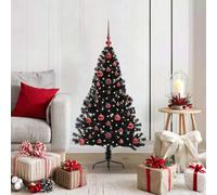 Genérico Árbol de Navidad Artificial Preiluminado Negro 120 cm PVC,Casa y jardín,Decoración,Decoraciones Festivas y estacionales,Arboles de navidad-3397115