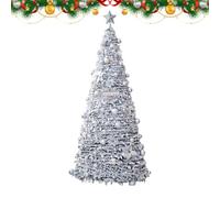 Genérico Árbol De Navidad Plegable - Plata, Decoración Artificial Retráctil Sin Luces | Falda Reutilizable del Árbol De Navidad, Ornamentos Sin Luces para La Casa De Vacaciones Decore