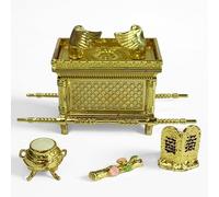 Genérico Arca de la Alianza Decorativa, Miniatura Religiosa Dorada, Los Productos Incluyen Aaron's Rod/Manna/Ten Mandments Stone. (Sin Base)