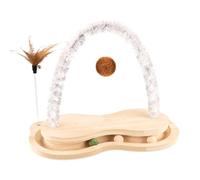 Genérico Arch Cat Scratcher Toy, Wooden Cat Scratching Board with Rotating Turntable, Engaging Ball Track for Indoor Cats and Small Dogs, Fun Resting Space for Pets