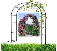 Genérico Arco de jardín de Metal Resistente, Enrejado, Resistente a la Intemperie, Ideal para Bodas y entradas de jardín, con Soporte Decorativo de 2,4 m de Ancho x 2,2 m de Alto y Acabado Verde.