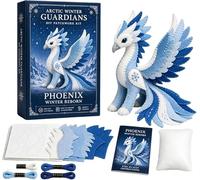 Genérico Arctic Winter Guardians DIY Patchwork Kit, Felt Animal Sewing Kit for Beginners, 3D Stuffed Animals Mythical Creature, Pre-Cut Handmade Craft Kit for Home Decor Creative Gift (F)