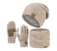 Genérico Ardenknit Winter Set- Windproof Knit Hat, Scarf and Gloves, Windproof and Good Elasticity for Cold Weather (Beige)