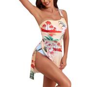 Genérico Arena Bañador Mujer - Mono De Hombro para Mujer con Traje De Baño Estilo Falda Conjunto De Dos Piezas Traje De Baño Estampado