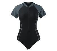 Genérico Arena Bañador Mujer - Traje De Baño De Mujer Boyshort Manga Corta Rashguard Contraste Línea Snorkel Surf Traje De Baño Deportivo para Damas