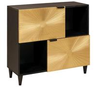 Genérico Armario Auxiliar con Puerta Negro y Dorado 80 x 33.5 x 75 cm,Armarios y Almacenamiento,Almacenamiento para CD y DVD-4017855