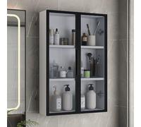 Genérico Armario de Almacenamiento de Madera Maciza de Pared con Puertas de Vidrio: Organizador Estrecho para baño y Cocina, Elegante Armario Lateral con Espejo para un Almacenamiento eficiente y Que