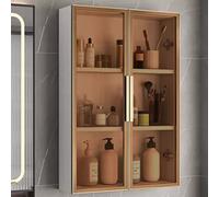 Genérico Armario de Almacenamiento de Madera Maciza de Pared con Puertas de Vidrio: Organizador Estrecho y Elegante para baño y Cocina, Armario Lateral con Espejo Que Ahorra Espacio para un almacenam