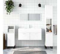 Genérico Armario de baño con Espejo Madera de ingeniería Blanco Brillo,Conjuntos de Muebles,Muebles de baño-833888