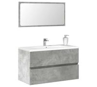 Genérico Armario de baño con Espejo Madera de ingeniería Gris hormigón,Conjuntos de Muebles,Muebles de baño-856376