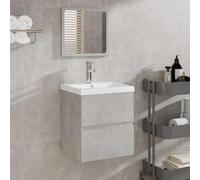 Genérico Armario de Lavabo con lavamanos y Espejo Gris hormigón,Mobiliario,Armarios y Almacenamiento,Tocadores,Tocadores de baño-3114174