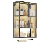 Genérico Armario de Pared Estrecho para baño y Cocina: Estante Lateral para Inodoro Que Ahorra Espacio con Puertas acrílicas Dobles para una organización eficiente y un Uso versátil.