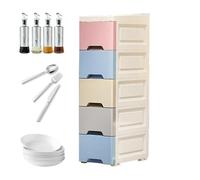 Generico Armario De Suelo De Baño - Torre De Almacenamiento De Cocina Estrecha Sobre Ruedas | Gabinete Organizador Vertical Delgado - Estante De Cajones De 5 Niveles Para Dormitorio, Salón