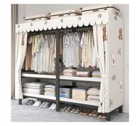 Genérico Armario De Tela para Ropa, Roupeiros Ropero, Estantes Organizador De Almacenamiento, Perchero con Funda, Portátil con Varillas para Colgar, para Vestidor, Dormitorio(C,130cm/51.2in)