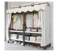 Genérico Armario De Tela Portátil, Perchero Organizador con Funda, Plegable para Ropa Ropero Resistente, Closet con Barras De Colgar, Estructura Metálica, para Dormitorio(C,130cm/51.2in)