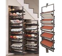 Genérico Armario para Guardar Zapatos, Armario de Pasillo, Estante para Zapatos, cajón Plegable, Banco de Entrada, Ajustable, Giratorio 360°, Zapatero Alto y Delgado de Metal para Zapatos pequeños, e