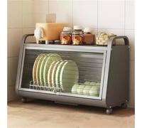 Genérico Armario Resistente para Platos con Puertas Transparentes, escurridor de Metal, escurridor de encimera y Organizador de Cuencos para Comedor, Elegante aparador (Negro, 52 x 28 x 38 cm)