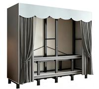 Genérico Armarios Plegable Para Ropa,Metal Guardarropa Portátil Con Varillas Para Colgar,Grande Abierto Ropero Roupeiros De Tela,Perchero Organizador De Almacenamiento Vestidor(Gray,130cm/51.2in)