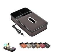 Genérico Armrest Storage Box with LED Ambient Light, 8-in-1 Dual Interface Car Armrest Organizer, Multifunction Center Console Organizer, USB/PD Fast Charging (Brown)